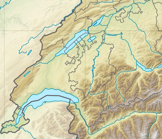 Relief map of Suisse Romande showing wine regions from Lake Geneva to the Rhône valley